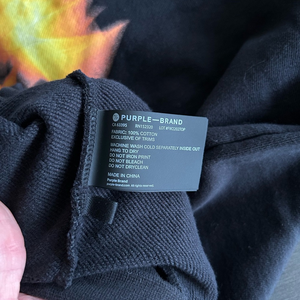 Purple Brand Black Hoodie with a Flame Spelling Graphic - Picture 7 of 7